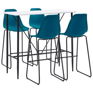 5-częściowy zestaw mebli barowych, plastik, turkusowy