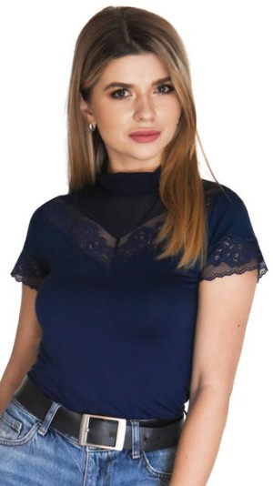Luigia bluzka z krótkim rękawem granatowa - xl