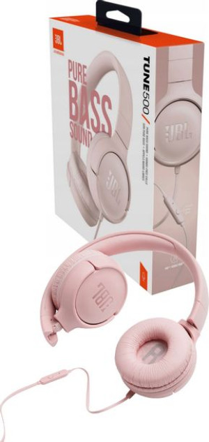 Słuchawki JBL Tune 500 nauszne z mikrofonem Różowe