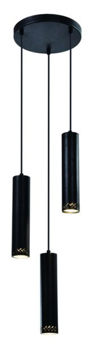 Tubo Lampa Wisząca Czarny Talerz 3x25w Gu10 Klosz Mix Czarny
