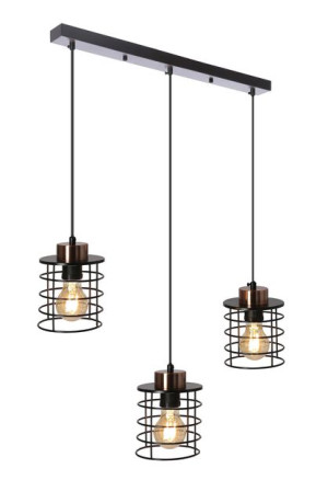 Glob Lampa Wisząca Czarny+złoty 3x40w E27 Klosz Czarny