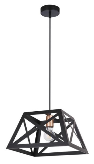 Origami Lampa Wisząca Czarny 1x40w E27 Klosz Czarny