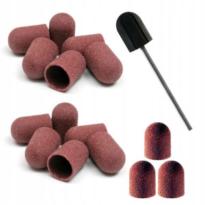 Zestaw do pedicure 15x kapturek do pedicure 13mm gradacja 180 i nośnik frez