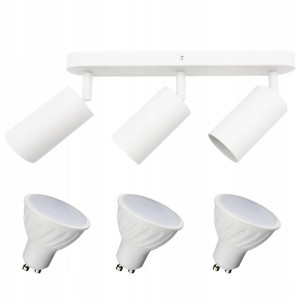 Lampa sufitowa biała 3x SPOT na GU10 + 3x GU10 8W ZIMNA
