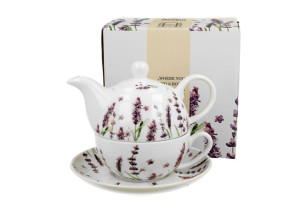 Tea for One porcelanowy / Filiżanka z dzbankiem i spodkiem CLASSIC LAVENDER