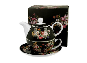 Tea for One porcelanowy / Filiżanka z dzbankiem i spodkiem VINTAGE FLOWERS