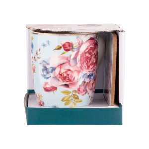 Kubek do kawy i herbaty porcelanowy z podkładką Scarlett 300 ml błękitny