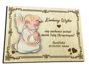 Zaproszenie na Chrzest 14x19 cm Grawerowane