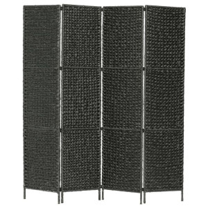 4-panelowy parawan pokojowy, czarny, 154x160 cm, hiacynt wodny