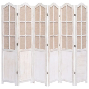 Parawan 6-panelowy, biały, 210 x 165 cm, tkanina