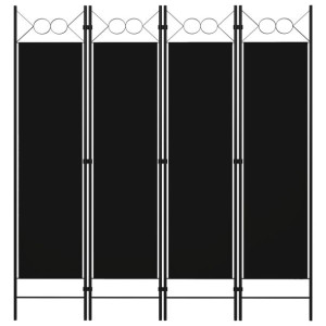 Parawan 4-panelowy, czarny, 160 x 180 cm