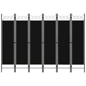 Parawan 6-panelowy, czarny, 240 x 180 cm