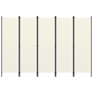 Parawan 5-panelowy, kremowy, 250 x 180 cm
