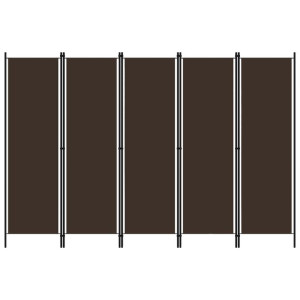 Parawan 5-panelowy, brązowy, 250 x 180 cm