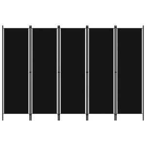 Parawan 5-panelowy, czarny, 250 x 180 cm