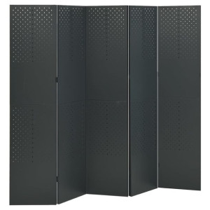 Parawan 5-panelowy, antracytowy, 200 x 180 cm, stalowy
