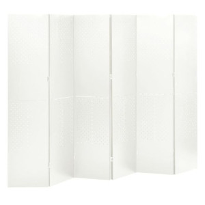 Parawan 6-panelowy, biały, 240 x 180 cm, stalowy