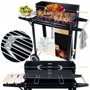 Ogrodowy Grill Rożen Półki Kółka Regulowany Ruszt