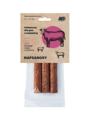 HAPPY SNACKY NAPSANOSY Przysmaki dla psa kabanosy z Wołowiny 73g