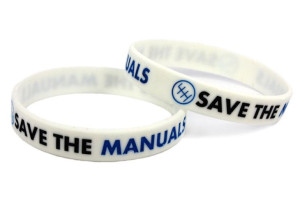 Opaska silikonowa z nadrukiem na rękę Save the Manuals Biała