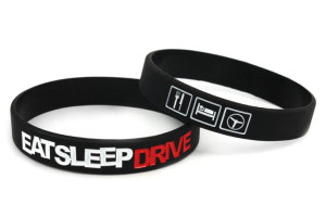 Opaska silikonowa z nadrukiem na rękę Eat Sleep Drive Czarna