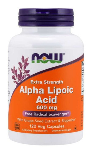 ALA - Kwas Alfa Liponowy 600 mg + Ekstrakt z Winogron + Bioperyna (120 kaps