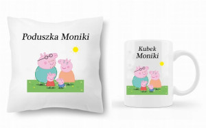 Zestaw Poduszka + Kubek + Imie Swinka Peppa