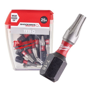 Końcówka śru T15 x 25mm udar 25szt  MILWAUKEE