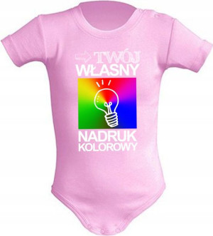 Rózowe Body WŁASNYM nadrukiem Grafiką 80 (9m)