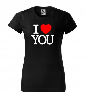 Czarna koszulka I LOVE YOU z serduszkiem XL