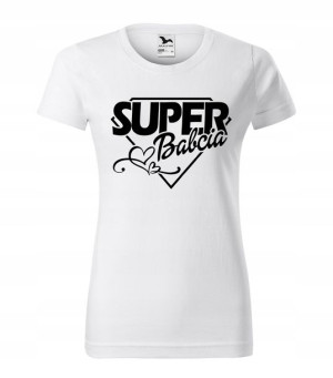 Biała koszulka dla babci SUPER BABCIA r. L