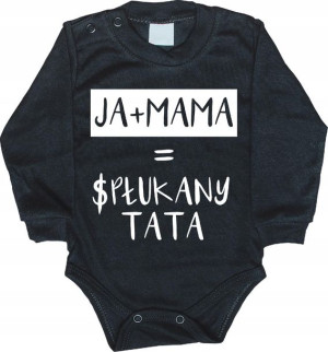 Body JA + MAMA = SPŁUKANY TATA czarne rozm 62