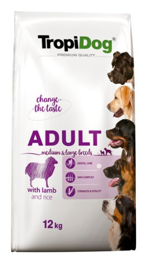TROPIDOG premium adult medium & large breed jagnięcina z ryżem 12kg + Advan