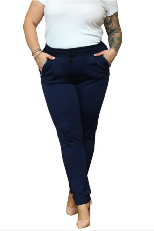 Spodnie JOANNA eleganckie z polo granat 42