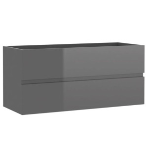 Szafka pod umywalkę, szara, wysoki połysk, 100x38,5x45 cm