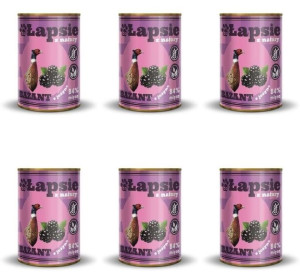 HAPPY SNACKY ŁAPSIE Karma mokra dla psa Bażant z Jeżyną 6 x 400g ZESTAW