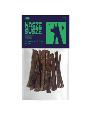 HAPPY SNACKY NASZE SUSZE Przysmaki dla psa Ogony Wołowe Ciemne 200g