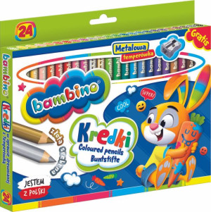 BAMBINO Kredki w oprawie drewnianej 24 kolory + temperówka