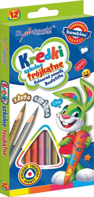 BAMBINO Kredki szkolne trójkątne 12 kolorów