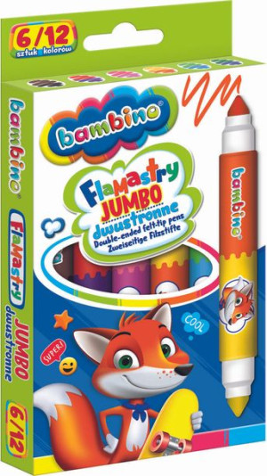 BAMBINO Flamastry Mazaki dwustronne Jumbo 6 sztuk/12 kolorów