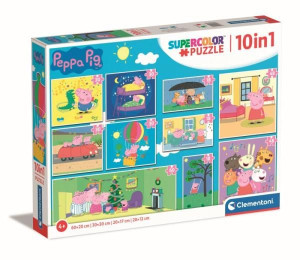 Puzzle Super Kolor 10w1 - Świnka Peppa - 330 Elementów - Clementoni - 20271