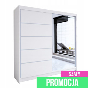 Biała Szafa 200 cm - Szafy Przesuwne z lustrem 200 cm