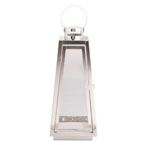 Latarenka Metalowa Stożkowa 17x16x38,5 Cm Srebrna