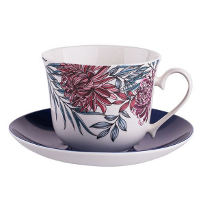 Filiżanka do kawy i herbaty porcelanowa ze spodkiem Margo 350 ml