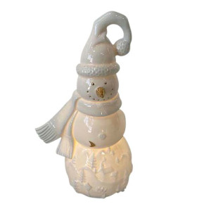 Figurka Porcelanowa Bałwanek Ze Złotem 10x7,5x17,5 Cm