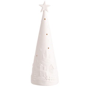 Figurka Porcelanowa Choinka Oświetlenie Led 8,5x8,5x20,5 Cm
