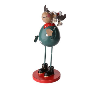 Figurka Metalowa Renifer Na Okrągłej Podstawie 6x16 Cm