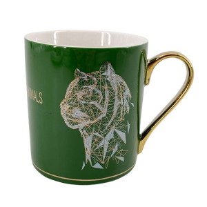 Kubek do kawy i herbaty porcelanowy ze złotym uchem Wild Nature Tiger / Tyg