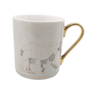 Kubek do kawy i herbaty porcelanowy ze złotym uchem Wild Nature Bear / Nied