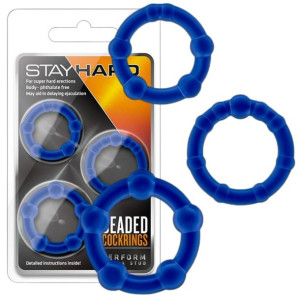 Blush STAY HARD BEADED COCKRINGS Zestaw pierścieni uciskowych, TPE